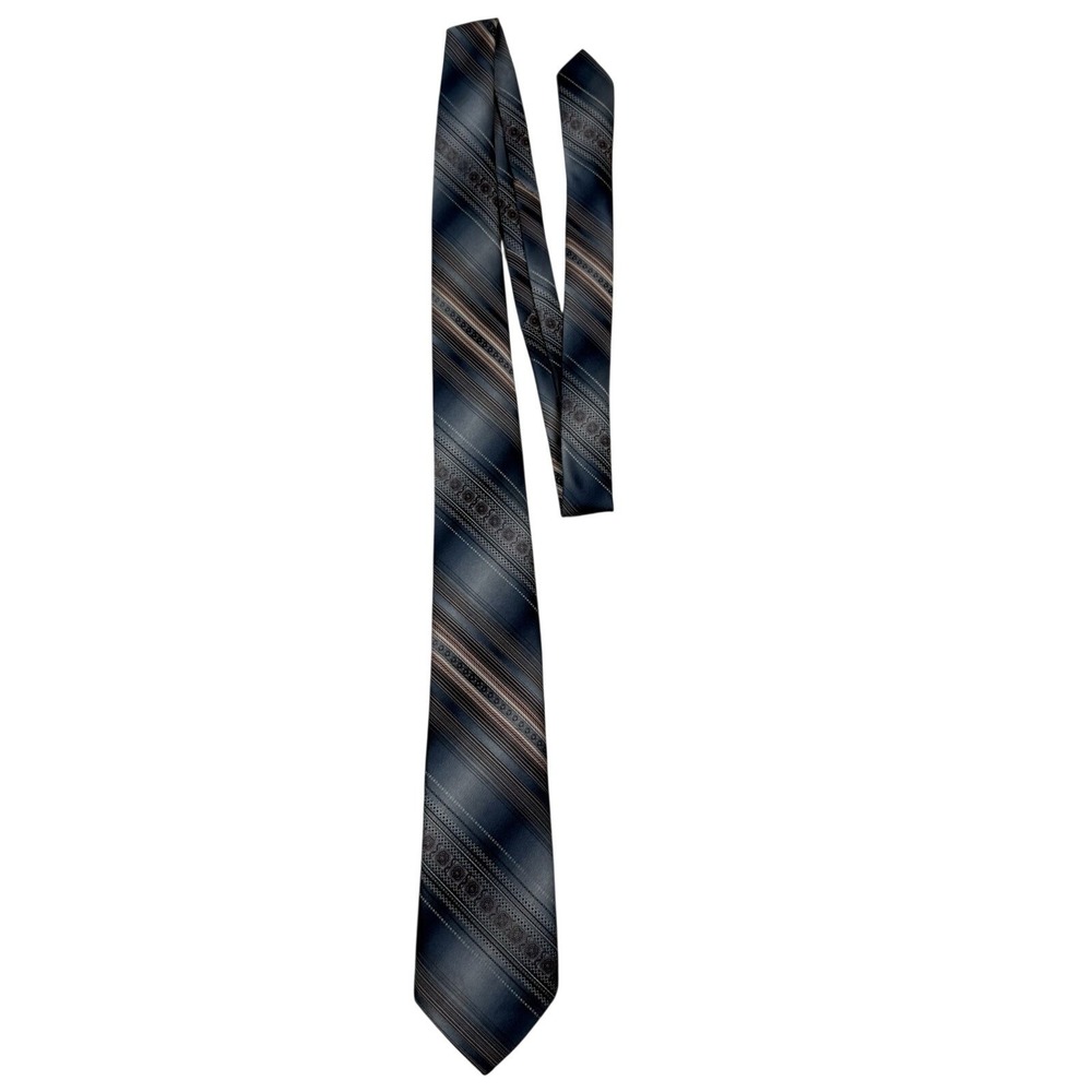 VINTAGE Del Cino Tie Necktie Neckwear Adult Blue Striped Preppy Designer Mens